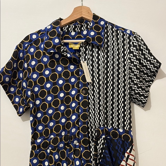 Anthropologie Maeve Contrast Asymmetrical Shirt Dress NWT Small - Picture 5 of 15